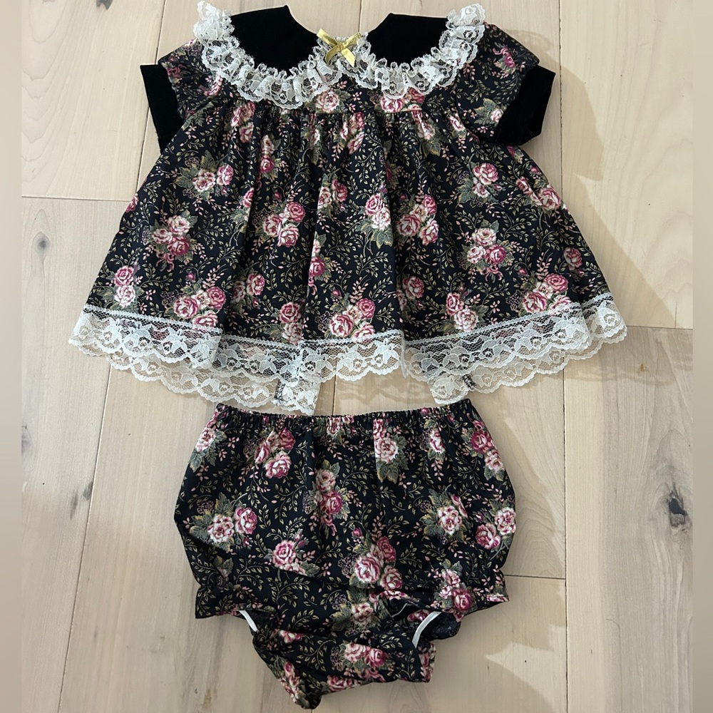 Vintage Allison Ann 2 Piece Baby Dress & Bloomers 0-3 M